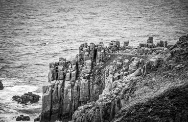 Famous cliffs at the coastline of Lands End Cornwall