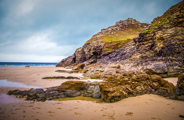 Fototapeta na wymiar St Agnes Beach in Cornwall - a surfers paradise in England