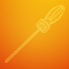 Crosshead screwdriver. Handyman tool for home repair. Maintenance themed abstract model wireframe low poly mesh vector illustration