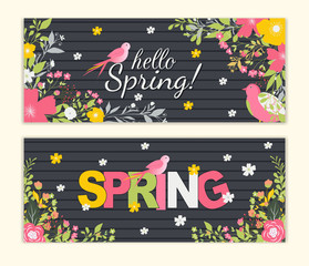 Spring  background with beautiful colorful flower. Vector illustration template.banners.Wallpaper.