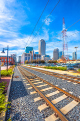 Charlotte North Carolina NC Skyline and Light Rail