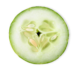 Slice cucumber isolated on white clipping path
