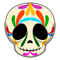 Happy colored mexican skull cartoon. Vector illustration design