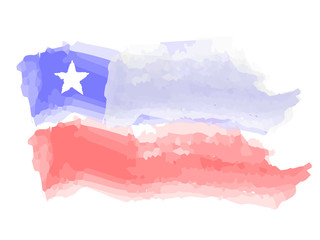 Watercolor flag of Chile. Vector illustration design