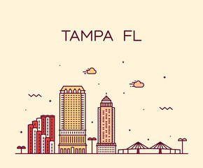 Tampa skyline Hillsborough Florida USA city vector