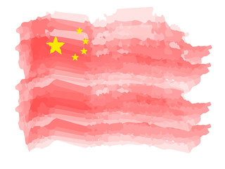 Watercolor flag of China. Vector illustration design