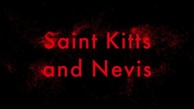 “Saint Kitts and Nevis” Animated Typography. Word Reveal with blowing red dust particles. Countries of the world.