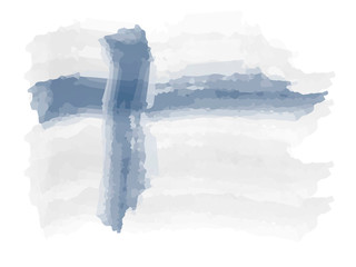 Watercolor flag of Finland. Vector illustration design