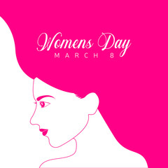 Happy women day with a girl silhouette image. Vector illustration design