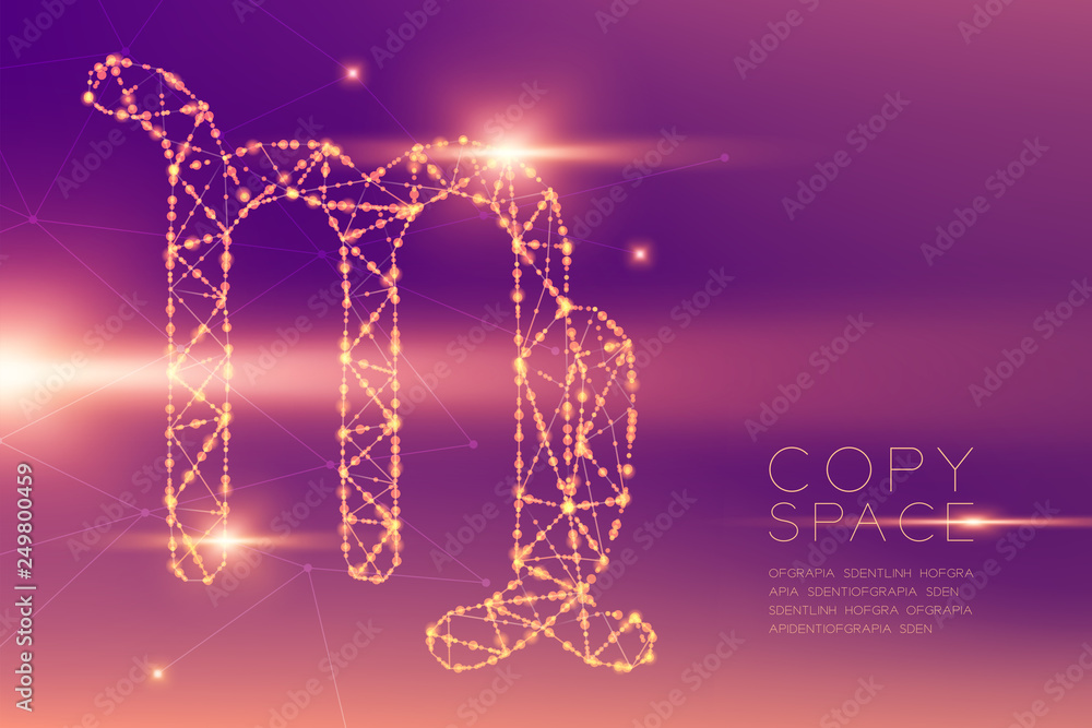 Aufkleber virgo zodiac sign wireframe polygon futuristic bokeh light frame structure and lens flare, fortune t
