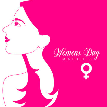 Happy women day with a girl silhouette image. Vector illustration design