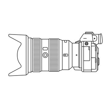 Mirrorless camera with lens vector illustration