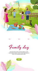 Family Day Cartoon Vector Landing Page Template