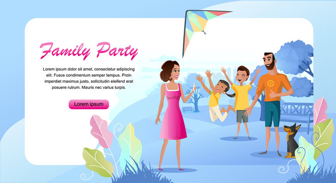 Family Outdoor Party Cartoon Vector Landing Page