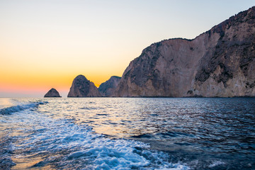 Keri stones at the sunset , Zakynthos island, Greece