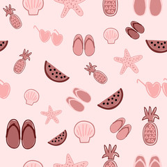 Red seamless pattern with summer elements1702191025