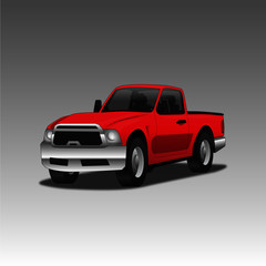 Illustration Red Pick Up Truck with background and drop shadow