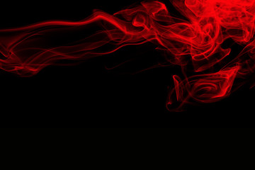 Red smoke abstract on black background. fire design