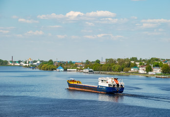 Fototapeta premium river Volga and a lagre cargo ship