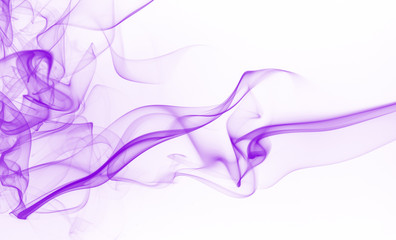 Movement of smoke, purple smoke abstract on white background