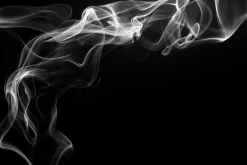 White smoke abstract on black background, darkness concept