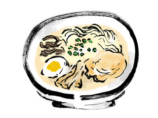 とんこつラーメン　ラーメン　とんこつ　ベクター　手描き　手書き