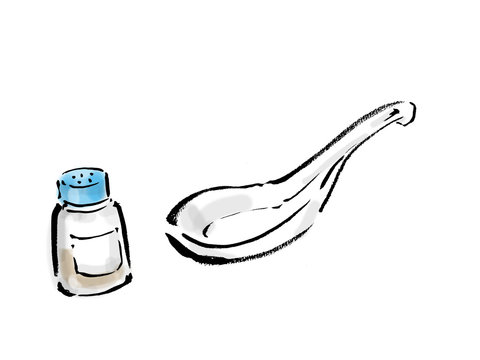 れんげ　蓮華　レンゲ　胡椒　コショウ　手書き　手描き