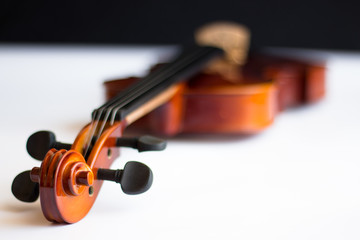 Fototapeta premium Violin in white background with bow