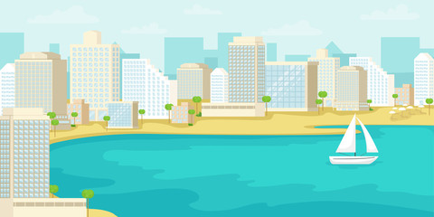 Urban landscape of the tel Aviv coast. Israel. Vector illustration.
