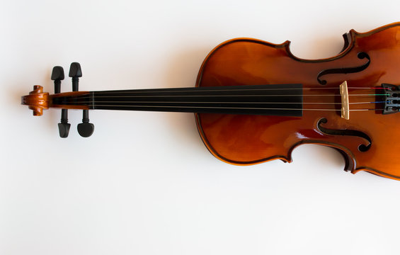 Violin in white background with bow