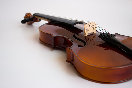 Violin in white background with bow