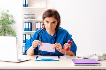 Female doctor cardiologist working in the hospital 