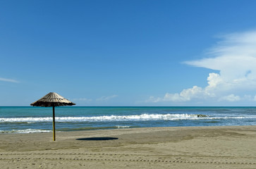 Ada Bojana, beach, umbrella, sunny day, adriatic sea