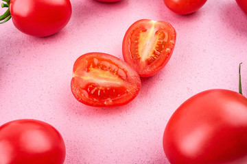Freshly cut small tomatoes