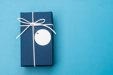 close up blue gift box