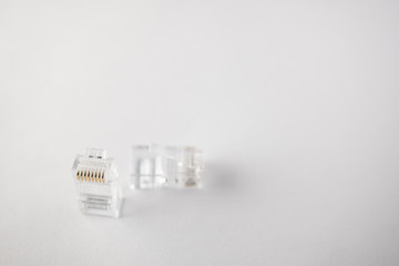 RJ-45. Two of connectors for ethernet UTP cable