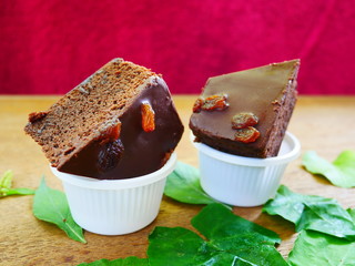 cake with cream and chocolate