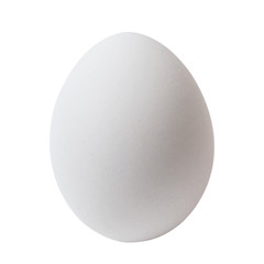 White chicken egg, isolated on white background, no shadow.