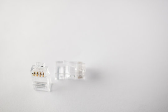 RJ-45. Two of connectors for ethernet UTP cable