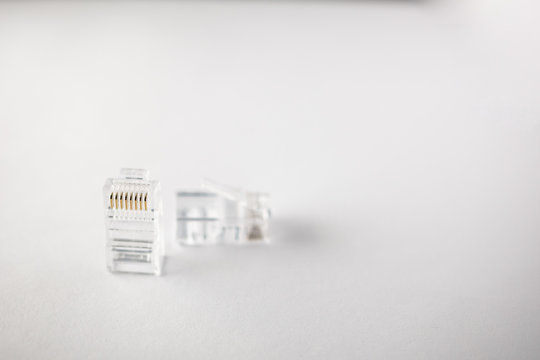 RJ-45. Two of connectors for ethernet UTP cable