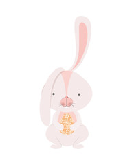 easter rabbit with egg isolated icon