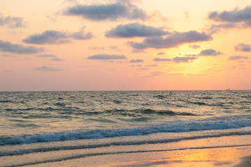 Beautiful pink sunset over sea, background