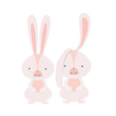 cute rabbits isolated icon