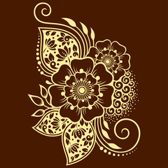 Mehndi flower pattern for Henna drawing and tattoo. Decoration in ethnic oriental, Indian style.