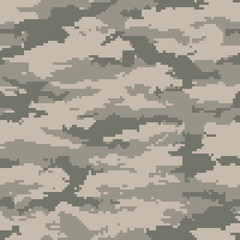Digital camouflage pattern, seamless camo texture. Abstract pixelated military style background. Easy to edit mosaic vector illustration