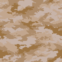 Digital camouflage pattern, seamless camo texture. Abstract pixelated military style background. Easy to edit mosaic vector illustration