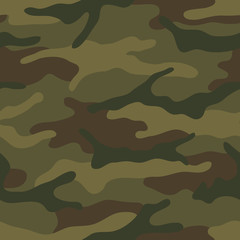 Seamless camouflage pattern. Khaki texture, vector illustration. Camo print background. Abstract military style backdrop