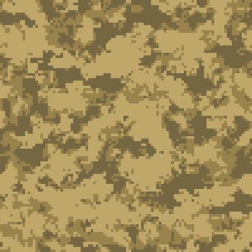 Digital camouflage pattern, seamless camo texture. Abstract pixelated military style background. Easy to edit mosaic vector illustration