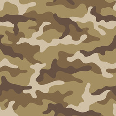 Seamless camouflage pattern. Khaki texture, vector illustration. Camo print background. Abstract military style backdrop