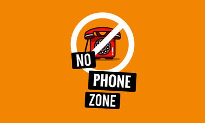 No Phone Allowed Sign with Retro Phone